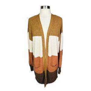 Pink Rose Open Front Striped Cardigan - Size XL